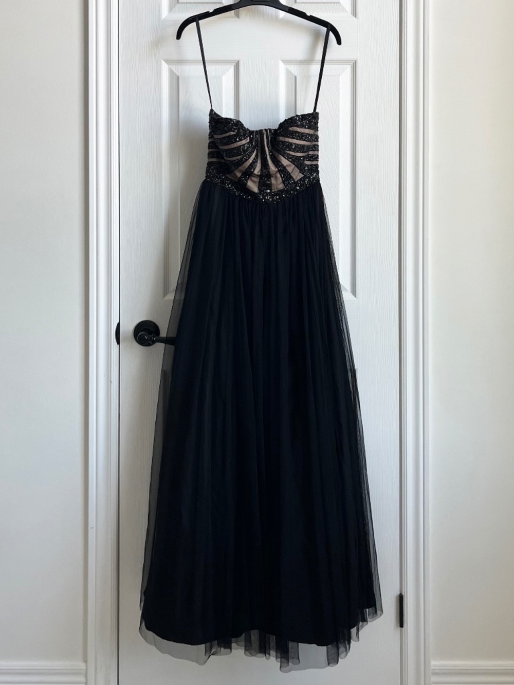 LIKE NEW: Holt Renfrew (Aidan Mattox) - Strapless Black Sequinned Evening Gown